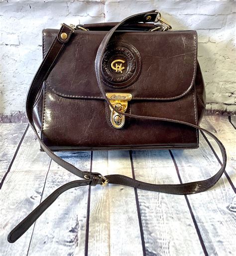 Vintage Handbag 1980s Vintage Chiltern Dark Brown Leather .